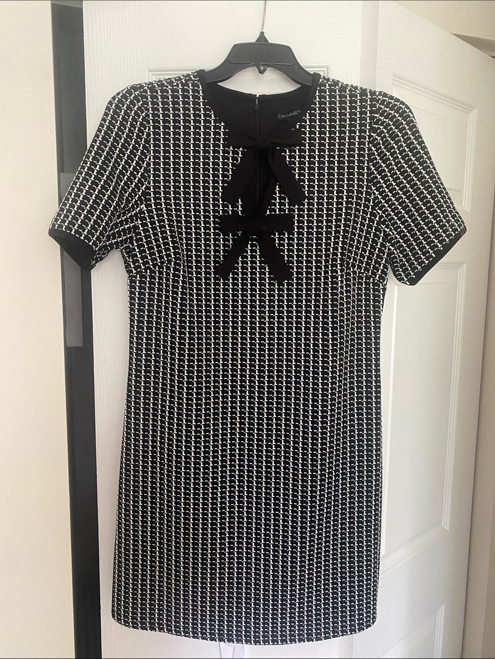 Cynthia Rowley Black & White Bow-Front Mini Dress